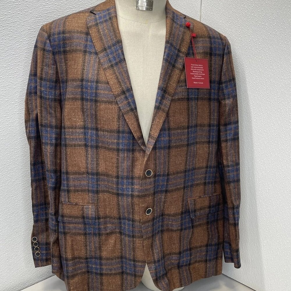 NEW PATRICK JAMES Men’s Plaid Wool-Blend Sportcoat